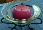 Glass & Metal - Glass and metal holder with pink round candle