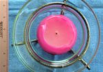 Glass & Metal - Glass and metal holder with pink round candle
