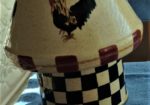 Glazed Rooster - Sturdy glazed rooster candle holder, 2 pieces, holds large candle
