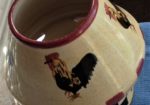 Glazed Rooster - Sturdy glazed rooster candle holder, 2 pieces, holds large candle